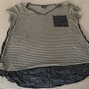 XL StitchFix Striped and Polka Dot High Low Tshirt